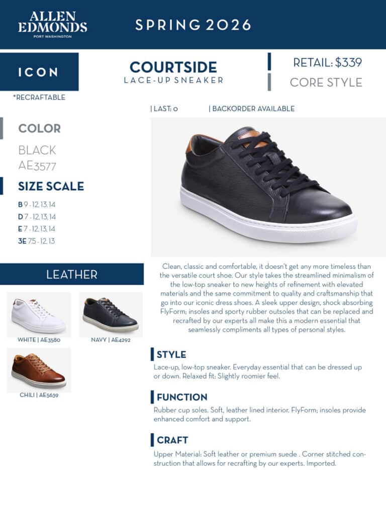 Allen Edmonds mens shoes belts captoe lace up sneaker slip on