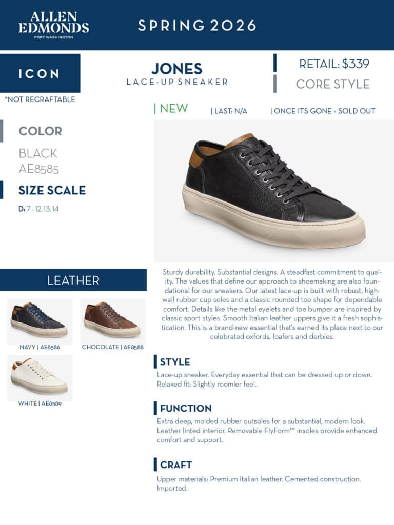 Allen Edmonds mens shoes belts captoe lace up sneaker slip on