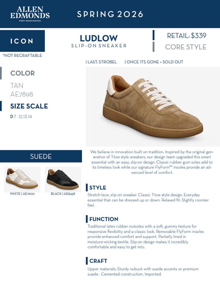 Allen Edmonds mens shoes belts captoe lace up sneaker slip on