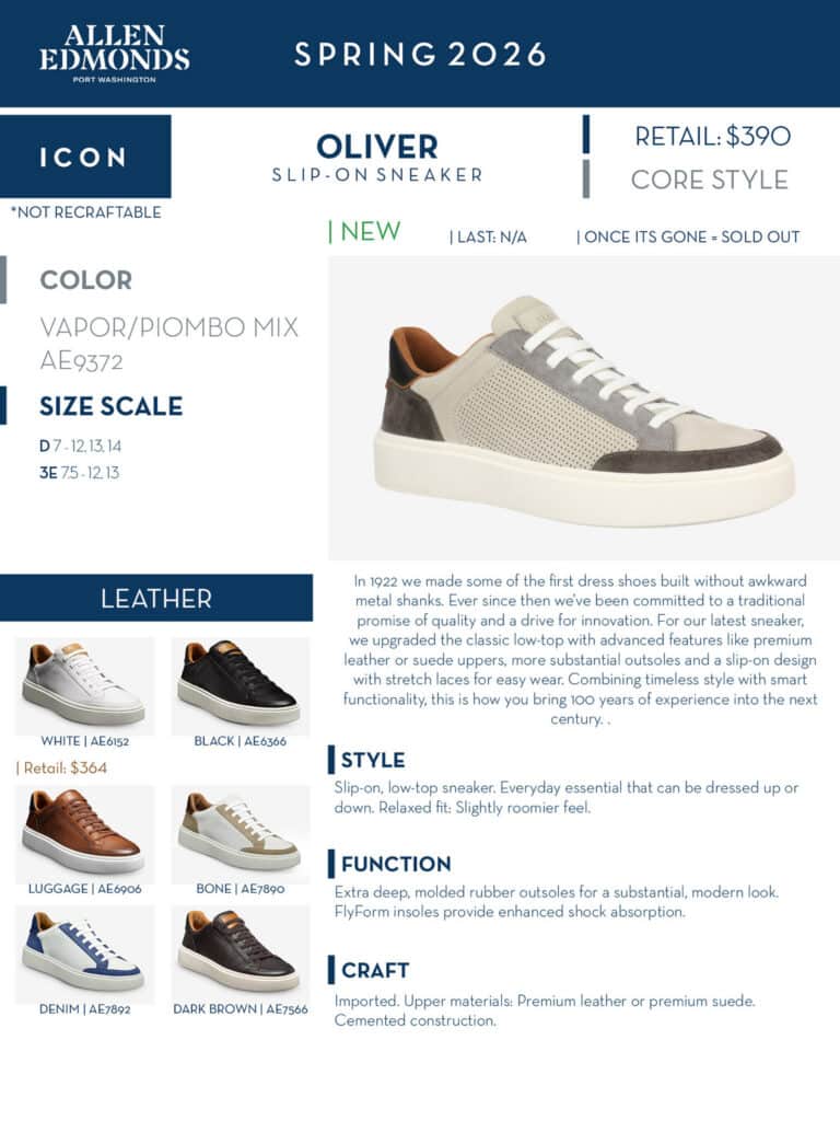 Allen Edmonds mens shoes belts captoe lace up sneaker slip on