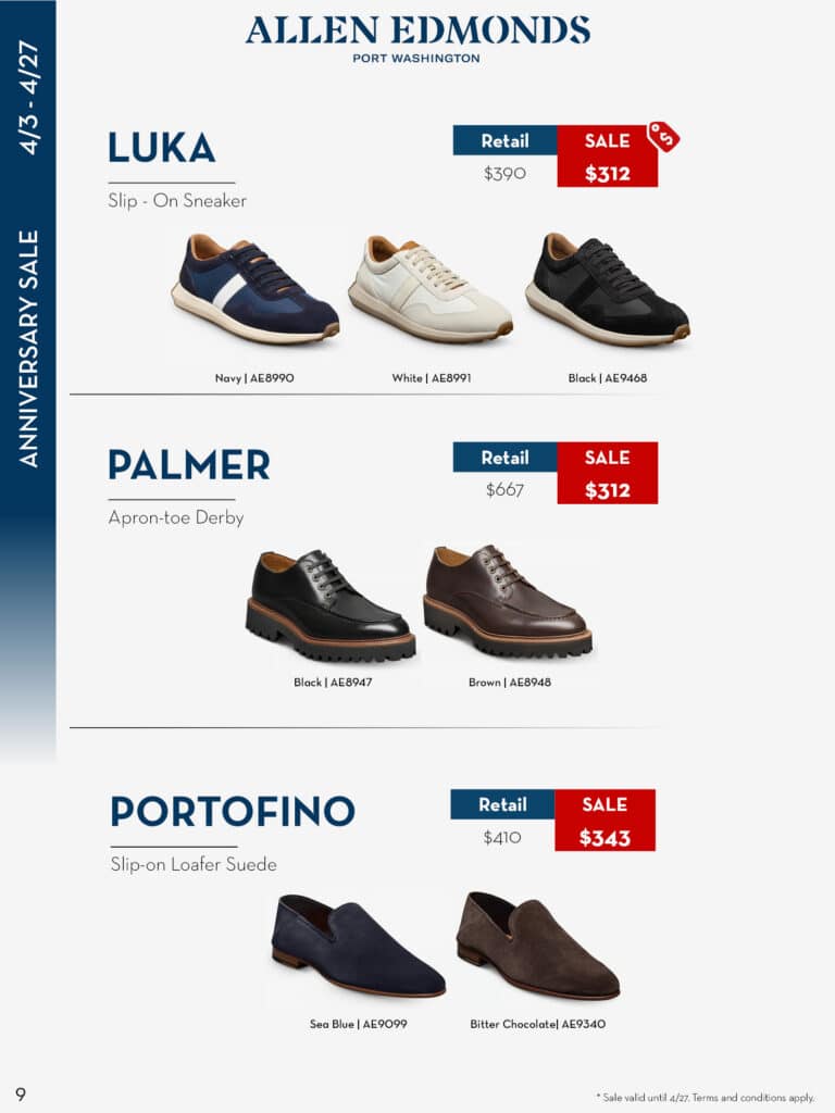 allen edmonds shoe shoes anniersary sale tampa sarasota bradenton