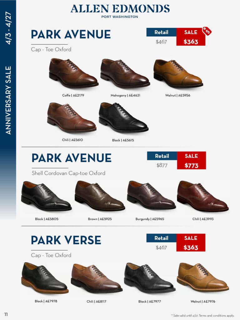 allen edmonds shoe shoes anniersary sale tampa sarasota bradenton