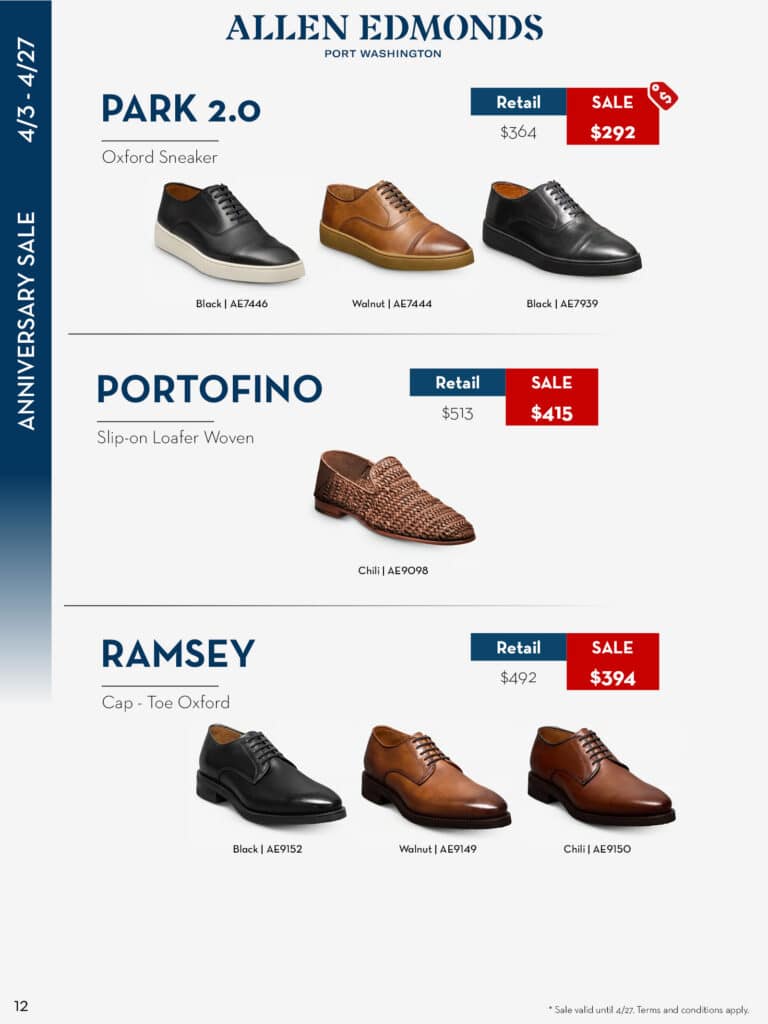 allen edmonds shoe shoes anniersary sale tampa sarasota bradenton