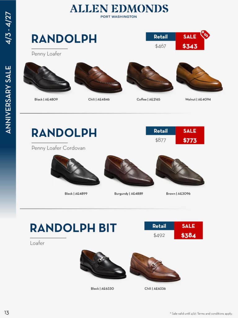 allen edmonds shoe shoes anniersary sale tampa sarasota bradenton