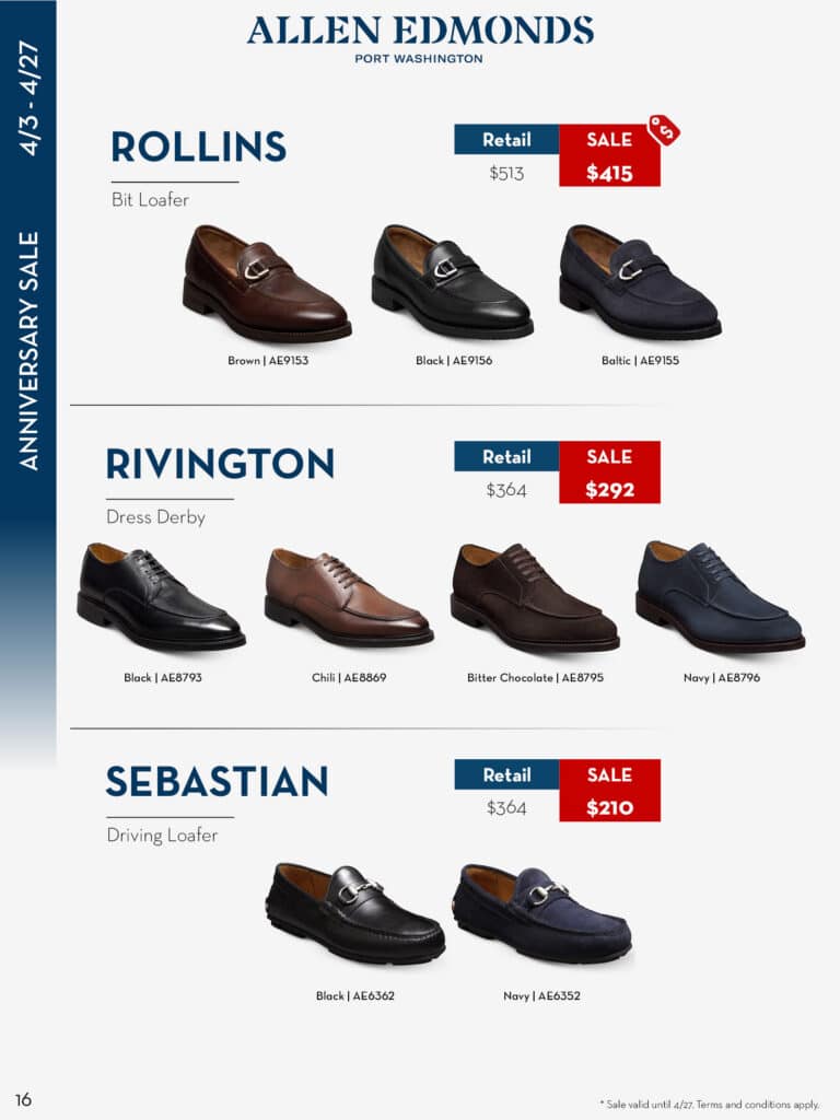 allen edmonds shoe shoes anniersary sale tampa sarasota bradenton