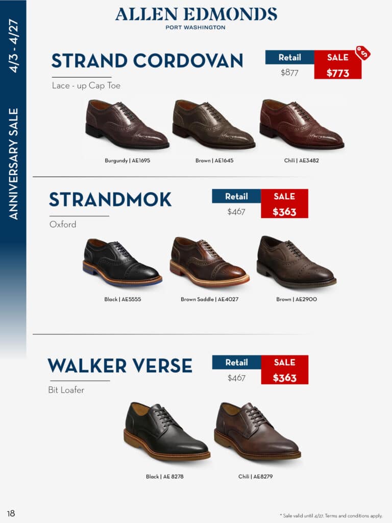 allen edmonds shoe shoes anniersary sale tampa sarasota bradenton