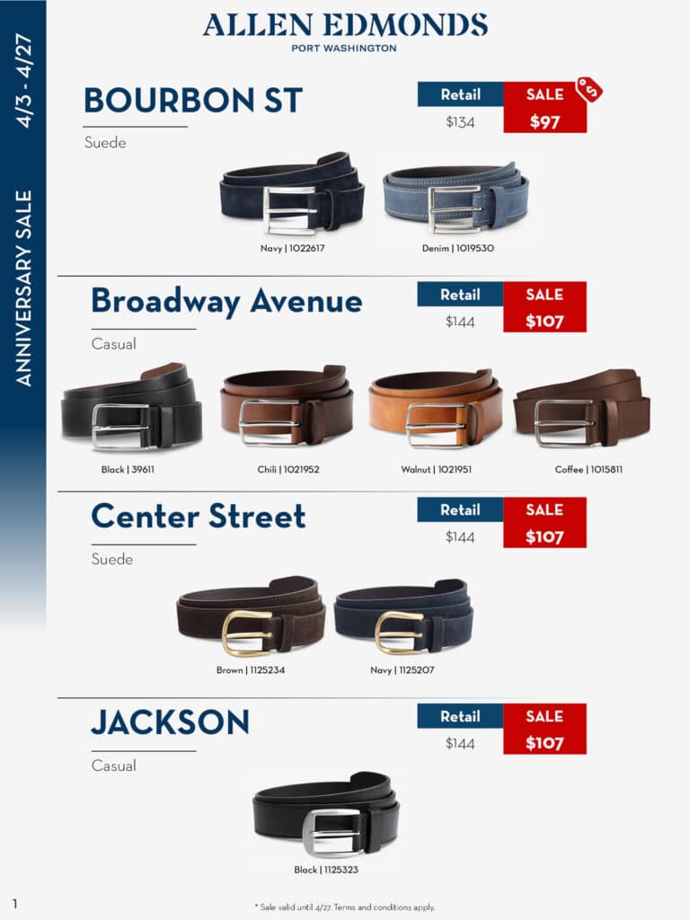 allen edmonds shoe shoes anniersary sale tampa sarasota bradenton belts st petersburg