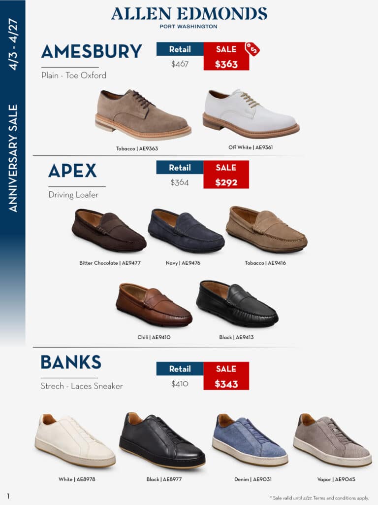 allen edmonds shoe shoes anniersary sale tampa sarasota bradenton