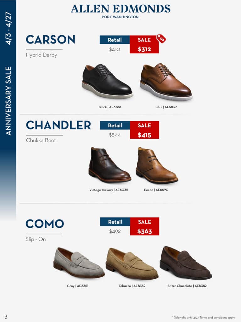 allen edmonds shoe shoes anniersary sale tampa sarasota bradenton