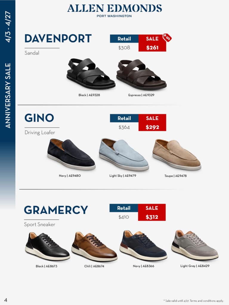 allen edmonds shoe shoes anniersary sale tampa sarasota bradenton