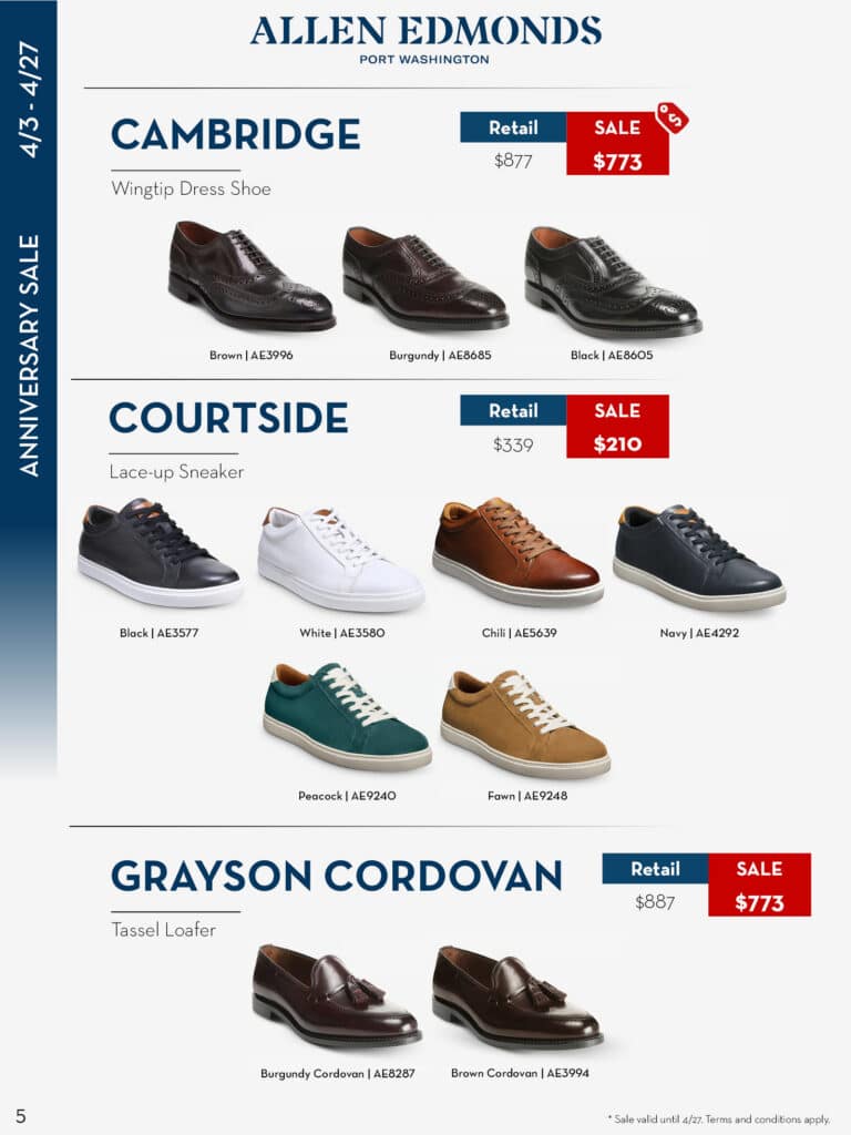allen edmonds shoe shoes anniersary sale tampa sarasota bradenton