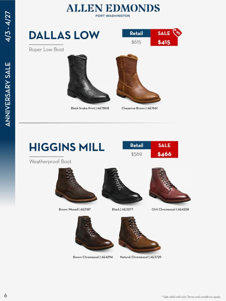 allen edmonds shoe shoes anniersary sale tampa sarasota bradenton