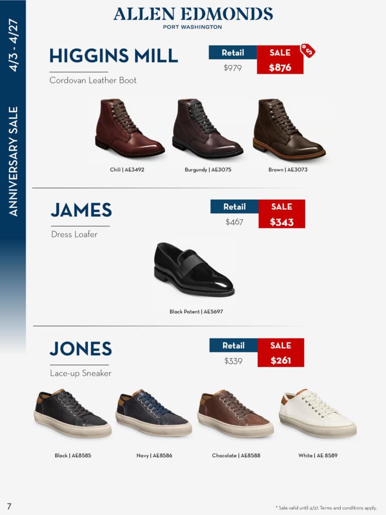 allen edmonds shoe shoes anniersary sale tampa sarasota bradenton